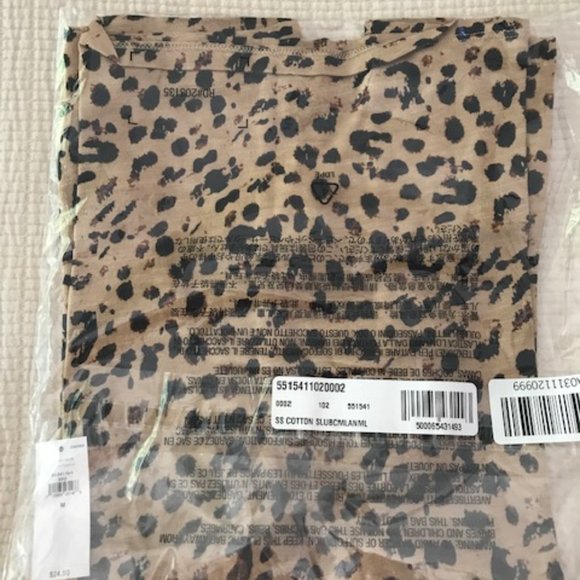 BANANA REPUBLIC Animal Print Slub Cotton-Modal Scoop-Neck T-Shirt - Picture 5 of 10